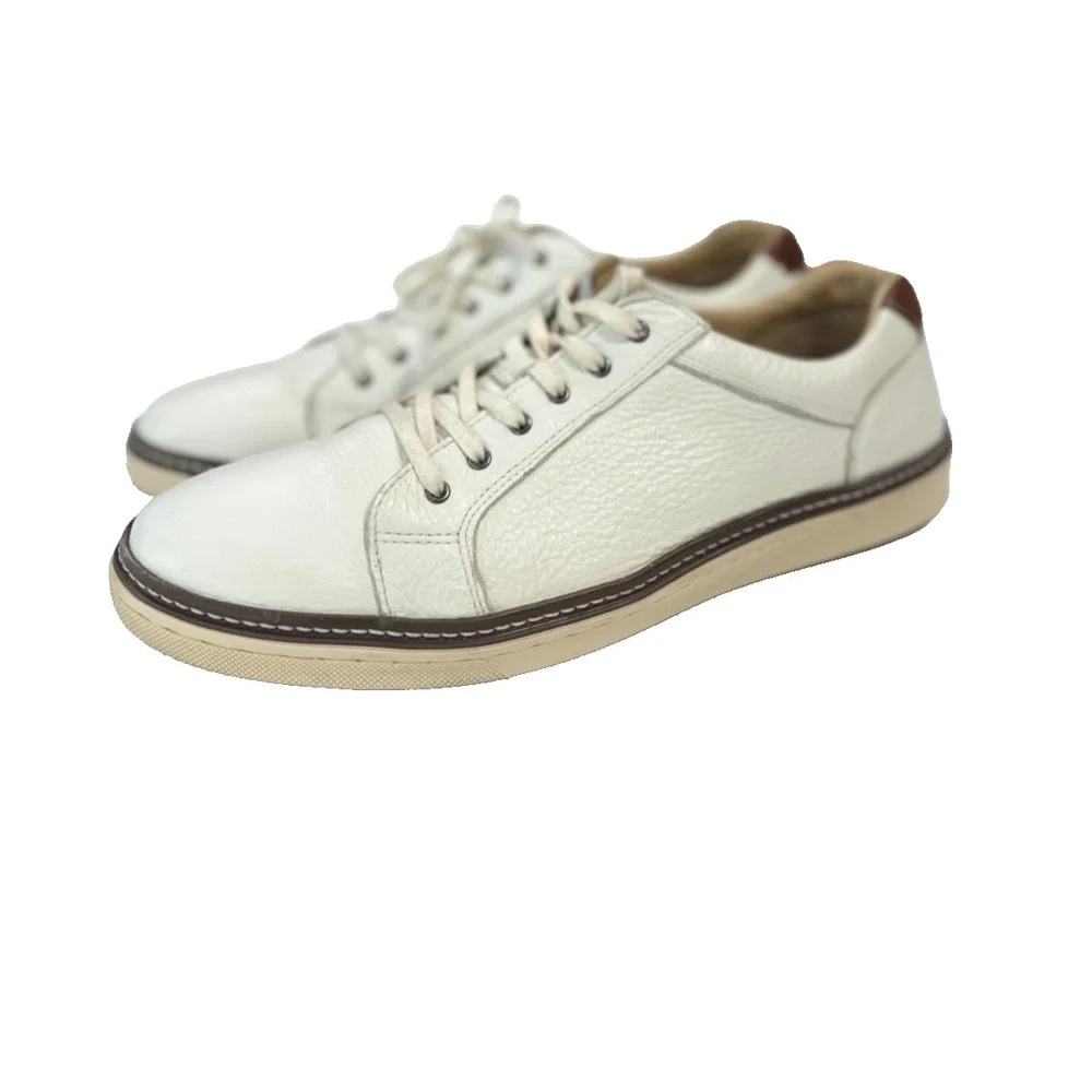 Johnston & Murphy White Leather Sneakers Mens 10.5 M Lace Up Casual Shoes India